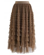 Swan Cloud Midi Skirt in Brown