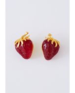 3D Red Strawberry Resin Earrings