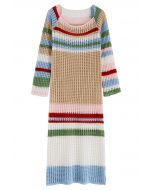 Color Striped Hollow Out Knit Cover Up